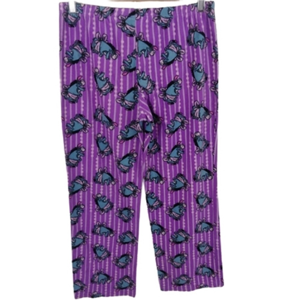 Disney Eeyore Winnie The Pooh Purple Fuzzy Stretchy Women's Pajama Pants Pjs - Picture 2 of 4